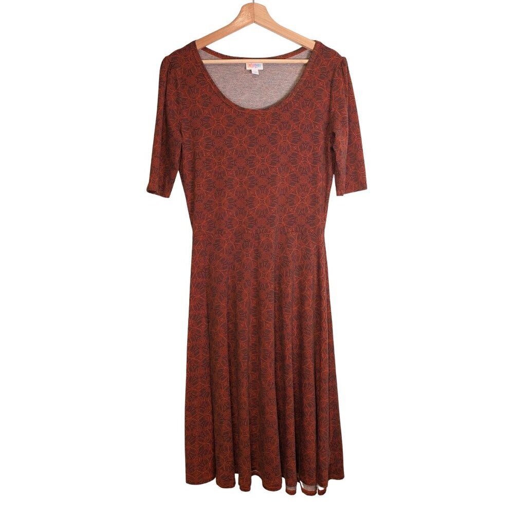 LuLaRoe Nicole Fit Flare Midi Dress Women's Large